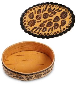 BST-117 Шкатулка «Листва» мал. (береста)