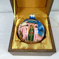 Коллекционный елочный шар с росписью Палех "Георгий Победоносец" в футляре