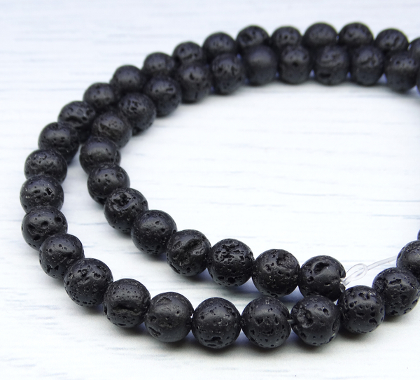 ПК073НН6 Бусины из природного камня Вулканическая лава, размер: 6 мм, 25 шт.