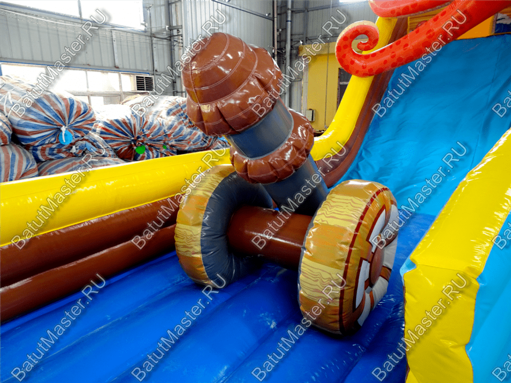Коммерческий надувной батут "Корабль с осьминогом" 16*9*7 м
