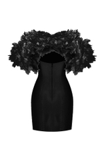 Платье мини из крепа с отделкой из цветов