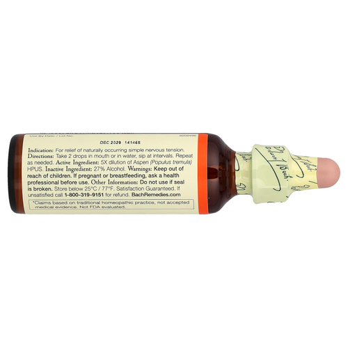 Bach, Original Flower Remedies, осина, 20 мл (0,7 жидк. унц.)