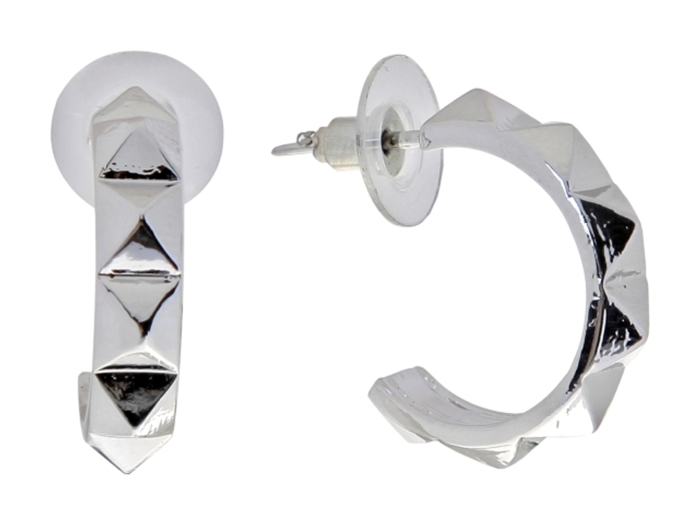 "Кабасет" серьги в родиевом покрытии из коллекции "Рок-н-ролл" от Jenavi с замком пусеты