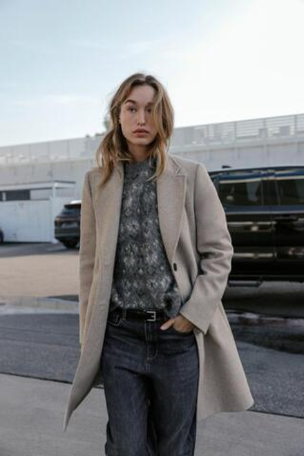 ZARA ПАЛЬТО С ПОДПЛЕЧНИКАМИ ИЗ МЯГКОЙ ТКАНИ, РЫЖЕВАТО-КОРИЧНЕВЫЙ