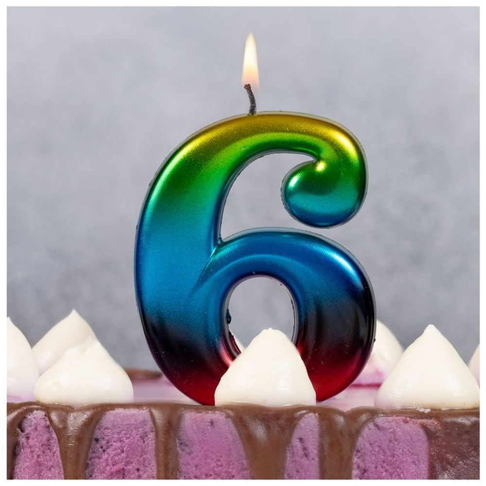 Свечи-цифры Радуга 8 см