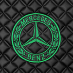 Ковры MERCEDES Actros с 2022 года (Китаец) ровный пол (экокожа, черный, черный кант, зеленая вышивка)