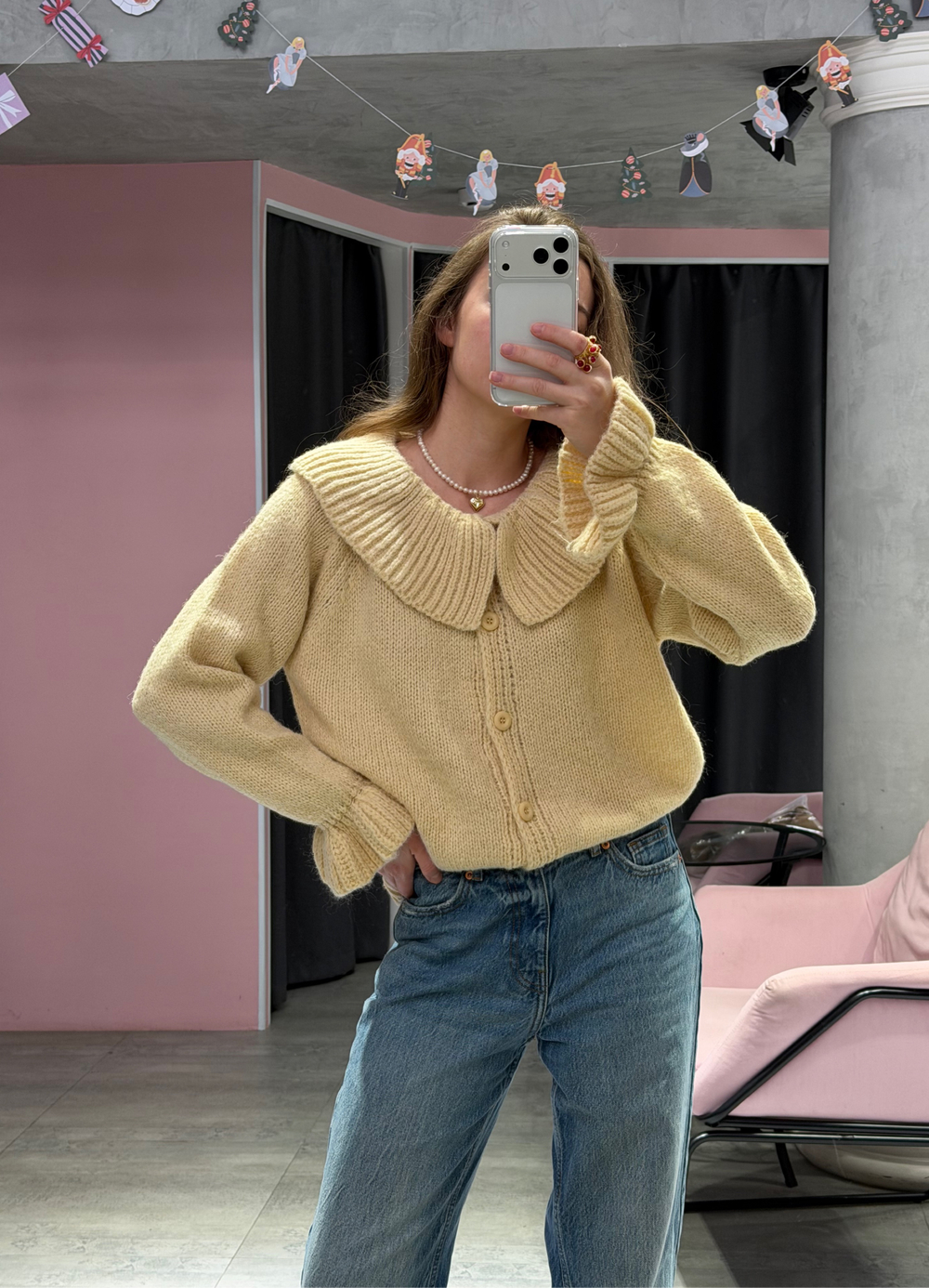 Кардиган с воротничком Candy сливочное масло