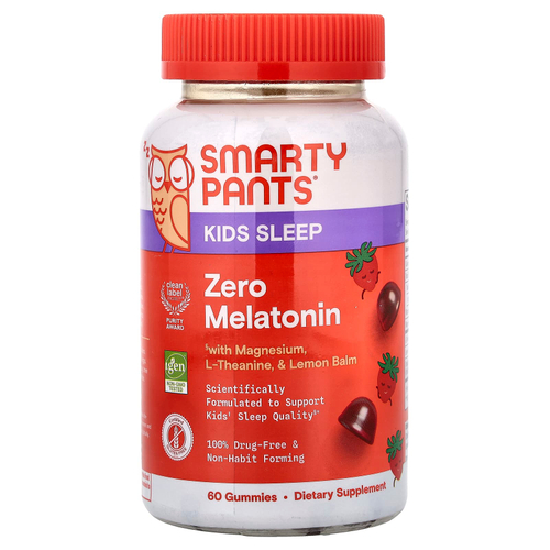 SmartyPants, Kids Sleep, жевательные таблетки без мелатонина, со вкусом клубники, 60 жевательных таблеток