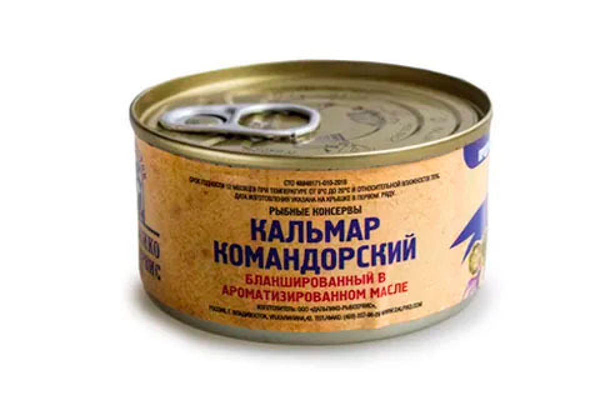 Кальмар командорский в масле, 130г