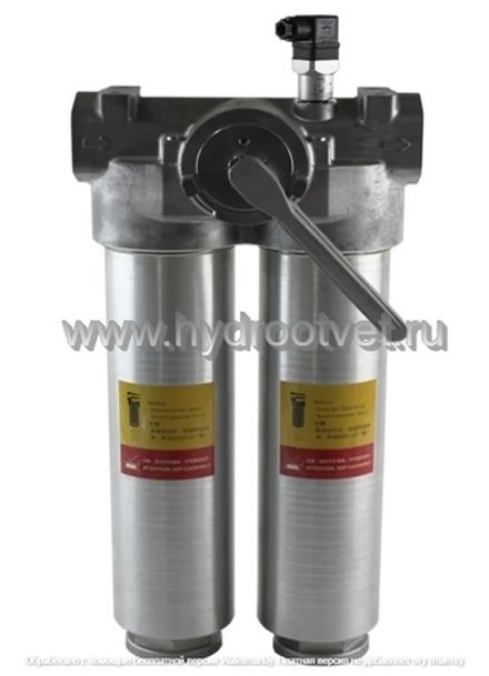 WKFLNDBN/HC400DDK10D1.X/-L24 - Линейный фильтр гидравлический сдвоенный модели FLND тонкость фильтрации 10 мкм, типоразмер 400, вид присоединения: фланец SAE 3000 1"1/2 (DN38), материал корпуса - алюминий, рабочее давление до 25 бар, визуально-электрический (лампа с напряжением 24В) индикатор загрязнения