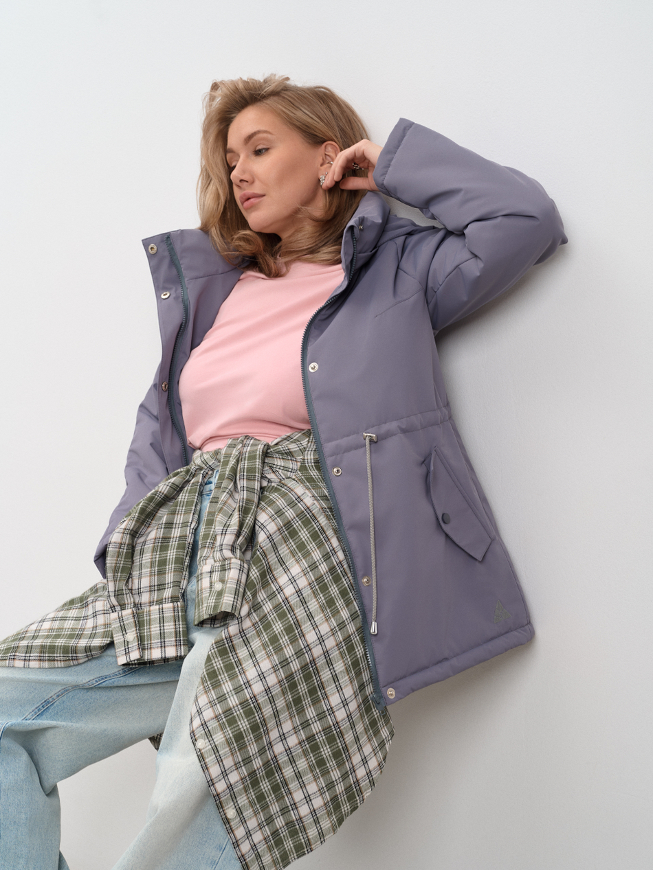 Парка  женская демисезонная "Апрель" серый