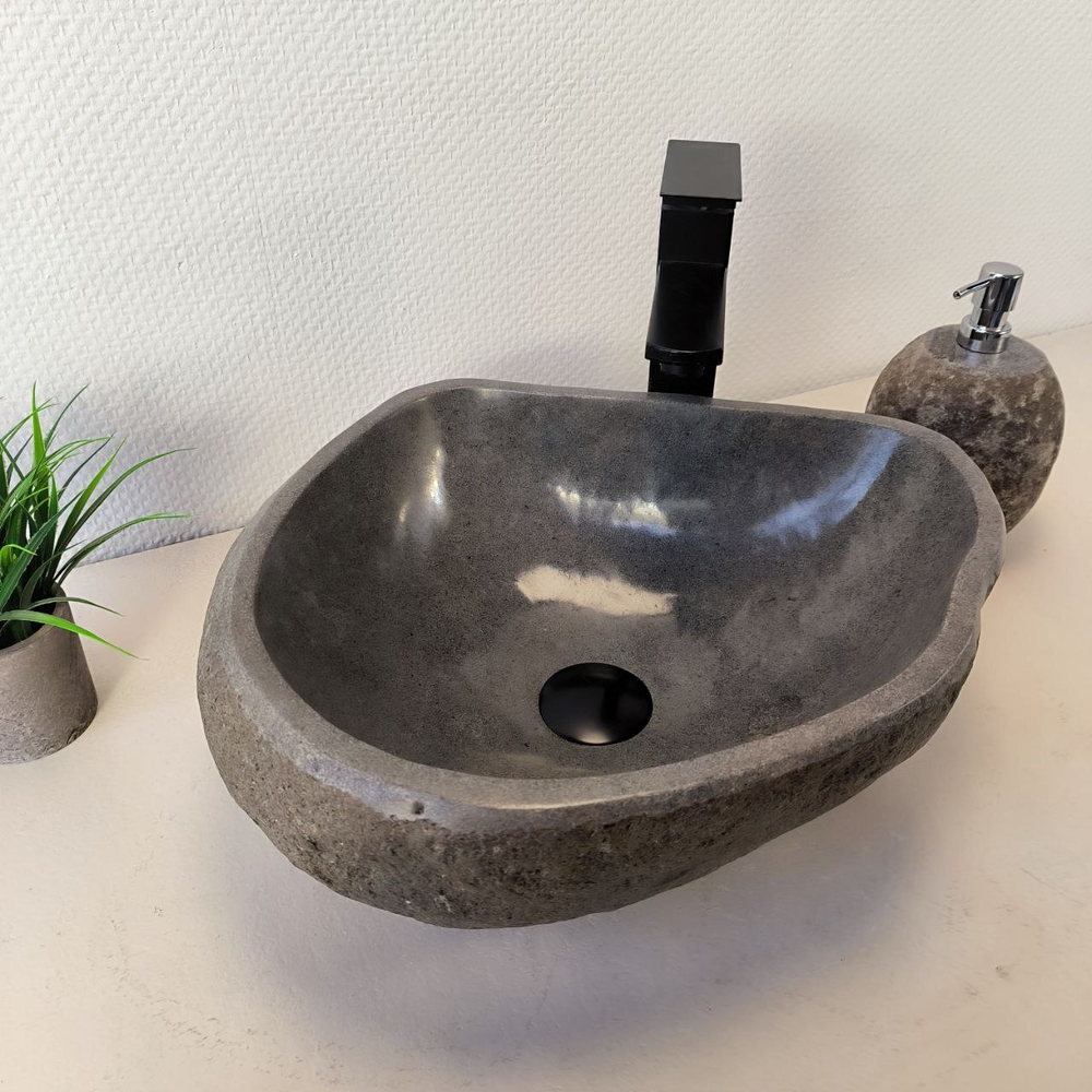 Раковина из речного камня RS-66017 45х37х15 из натурального камня