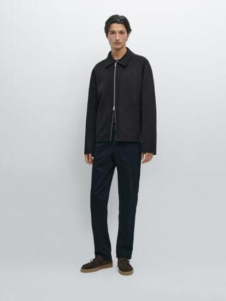 Massimo Dutti Зауженные фактурные брюки, темно-синий