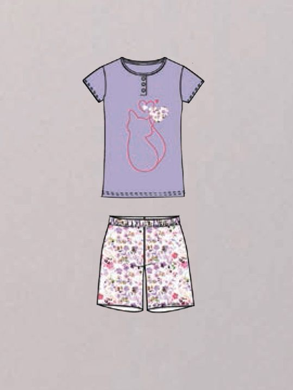Пижама Kaleidos: футболка и шорты (Размер: M) (Цвет: сиреневый)