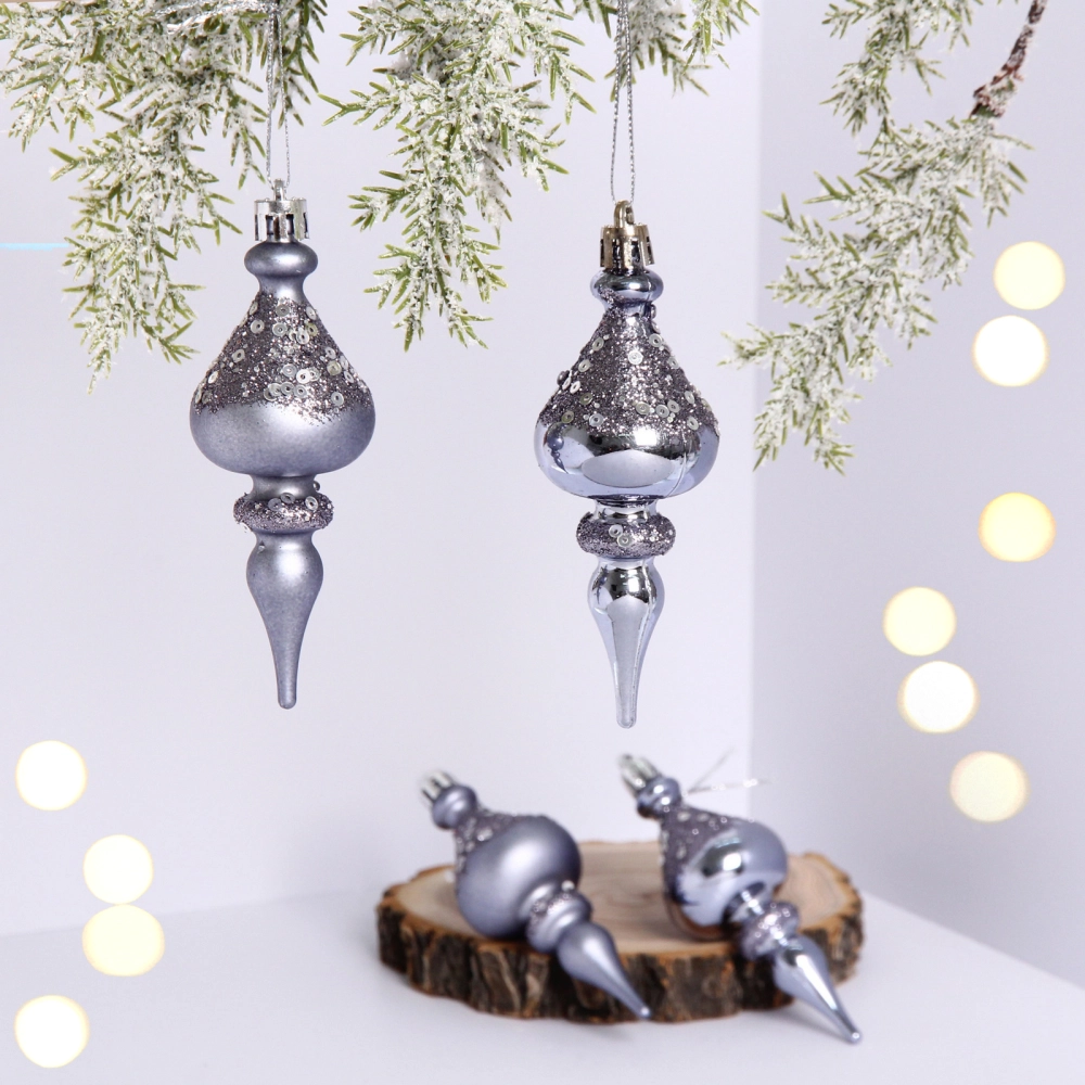Елочные украшения «Glamour» 10 см (набор 4 шт), Серебро