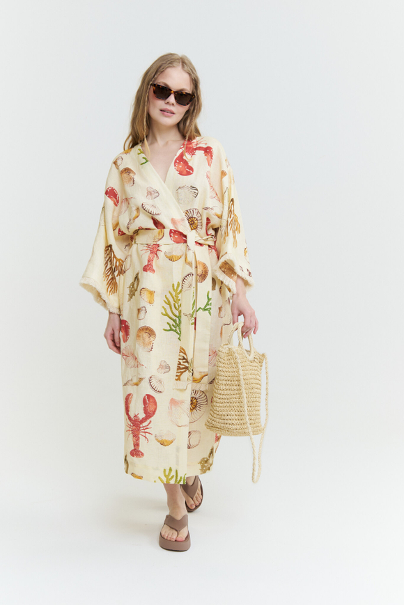 Кимоно изо льна с омарами