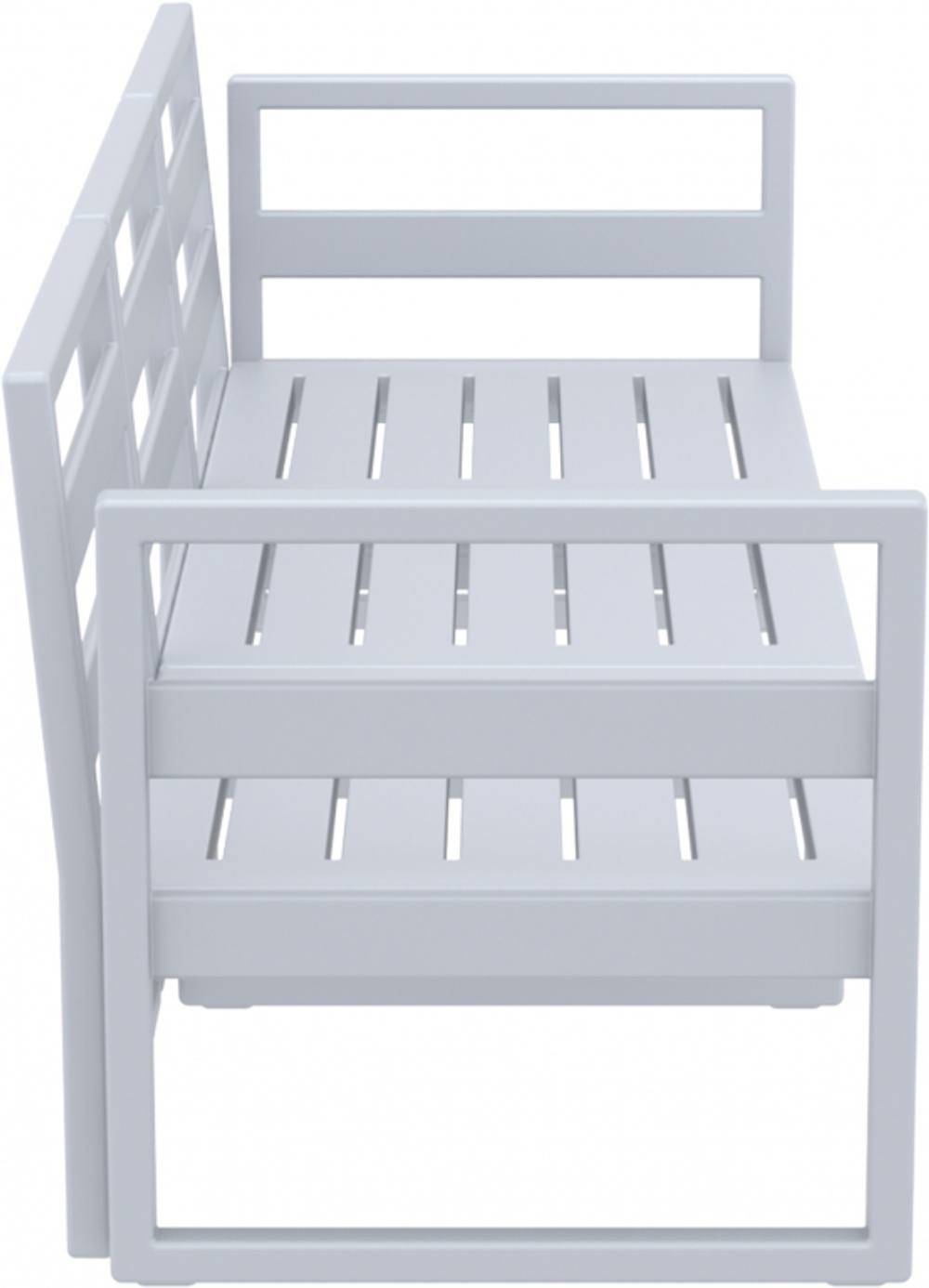 Диван пластиковый трехместный с подушками Siesta Contract Mykonos XL, серебристый, бежевый