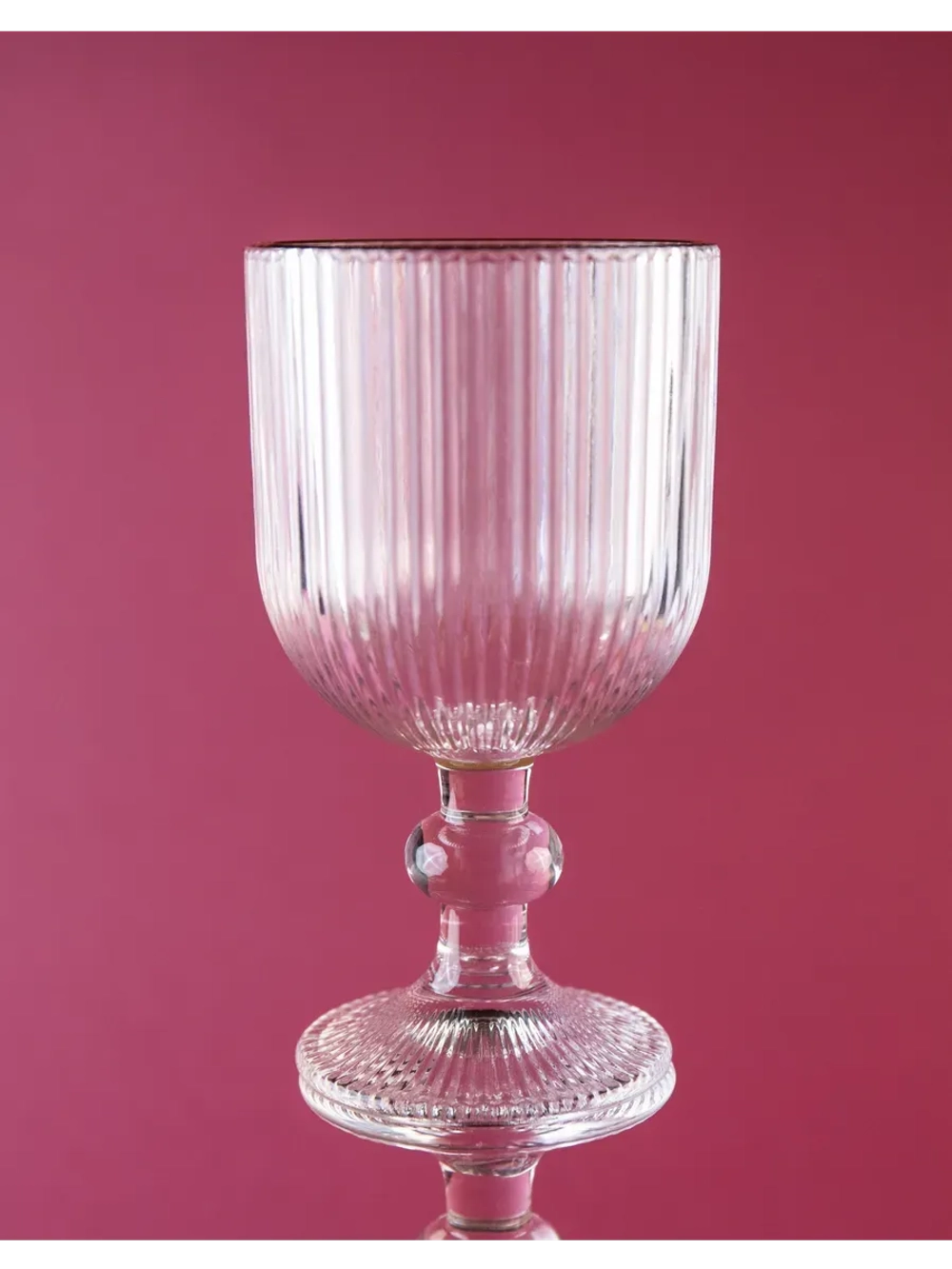 Набор ребристых бокалов вина, 380 мл. 6 шт. с золотой каймой