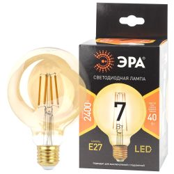 Лампа светодиодная ЭРА F-LED G95-7W-824-E27 gold E27 / Е27 7Вт филамент шар золотистый теплый белый свет | Филаментные декоративные