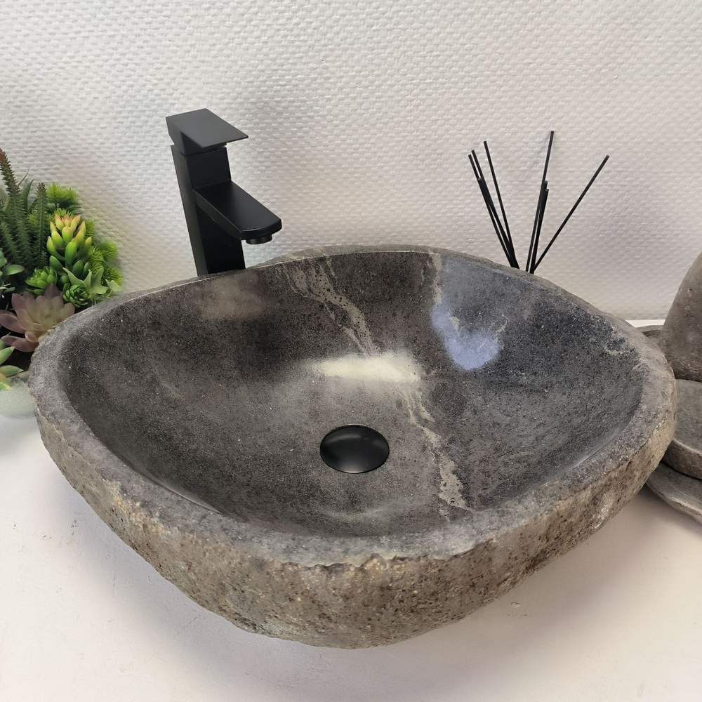 Каменная раковина из речного камня RS-63390 (55*41*15) 0123