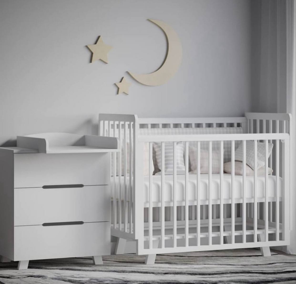 Кроватка Anniken с маятником, матрас 120 на 60 и комод