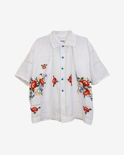 Рубашка с Голубыми Пуговицами/Blue Buttons Short Sleeve Shirt белая