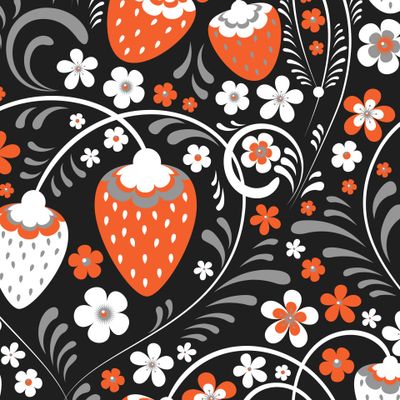 Классический узор Хохлома клубника