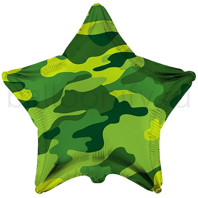 Фольгированная фигура, звезда с рисунком, Камуфляж, 18"/46СМ