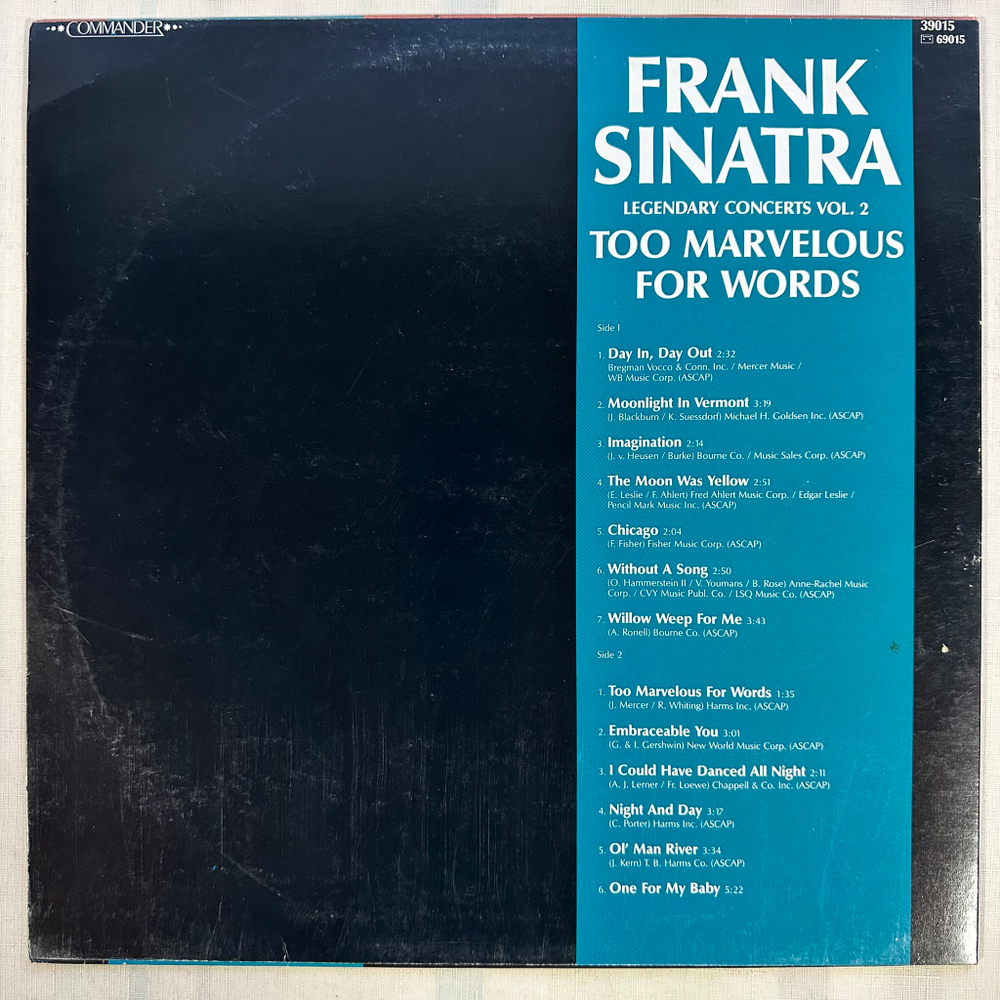 Frank Sinatra ‎– Legendary Concerts Vol. 2‎–Too Marvelous For Words (Германия)