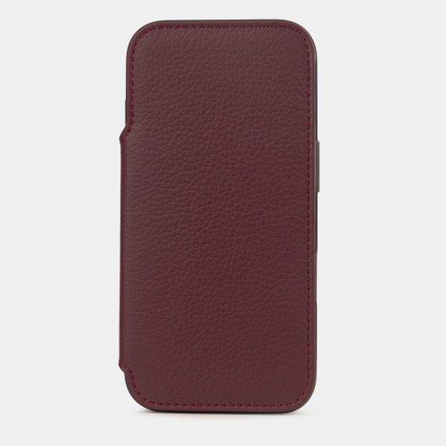Чехол-книжка для iPhone 17 Pro - кожа теленка, бордовый