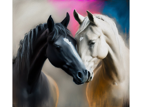 МОЗАИКА алмазная с подр. полная выкладка 17*22 см ПАРА ЛОШАДЕЙ (НД-0721)