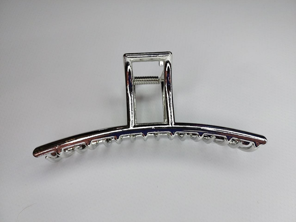 Заколка Краб. Модерн. Усиленная. Металлическая. Для прически хвост. Для всех типов волос. Цвет серебро