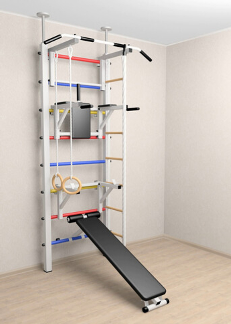 Шведская стенка Sv Sport враспор (Турник стандарт/Брусья/Стойка/Скамья/Канат/Кольца/Лестница)