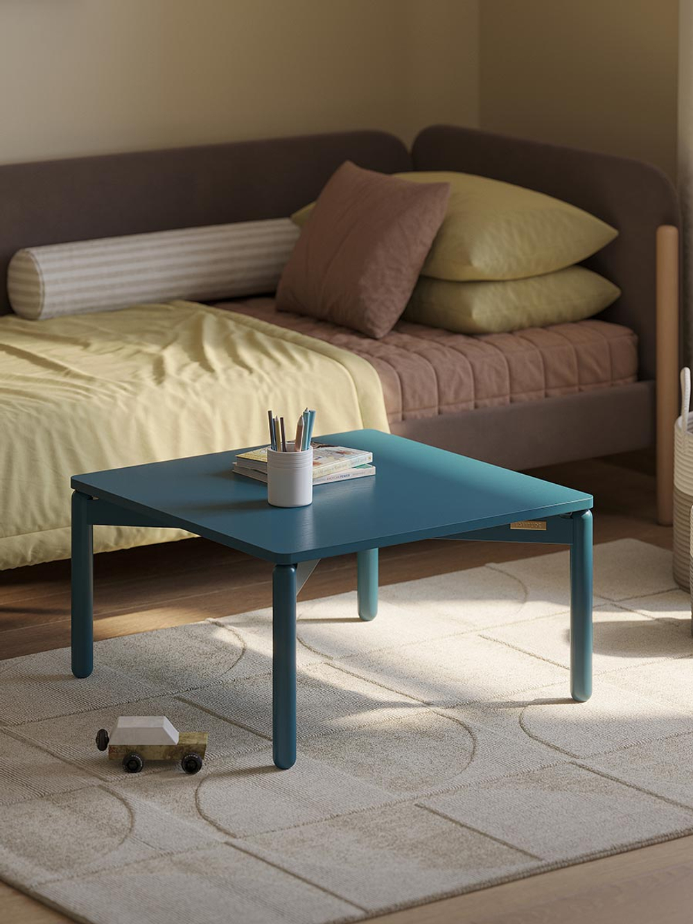 Столик кофейный saga, 75х75 см, сине-зеленый