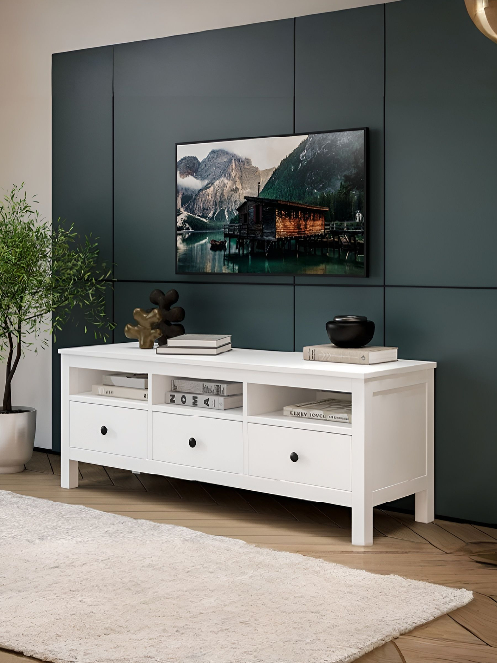 IKEA ТВ-тумба HEMNES, белая, 183*57*46, КЫМОР (ИКЕА ХЕМНЭС)