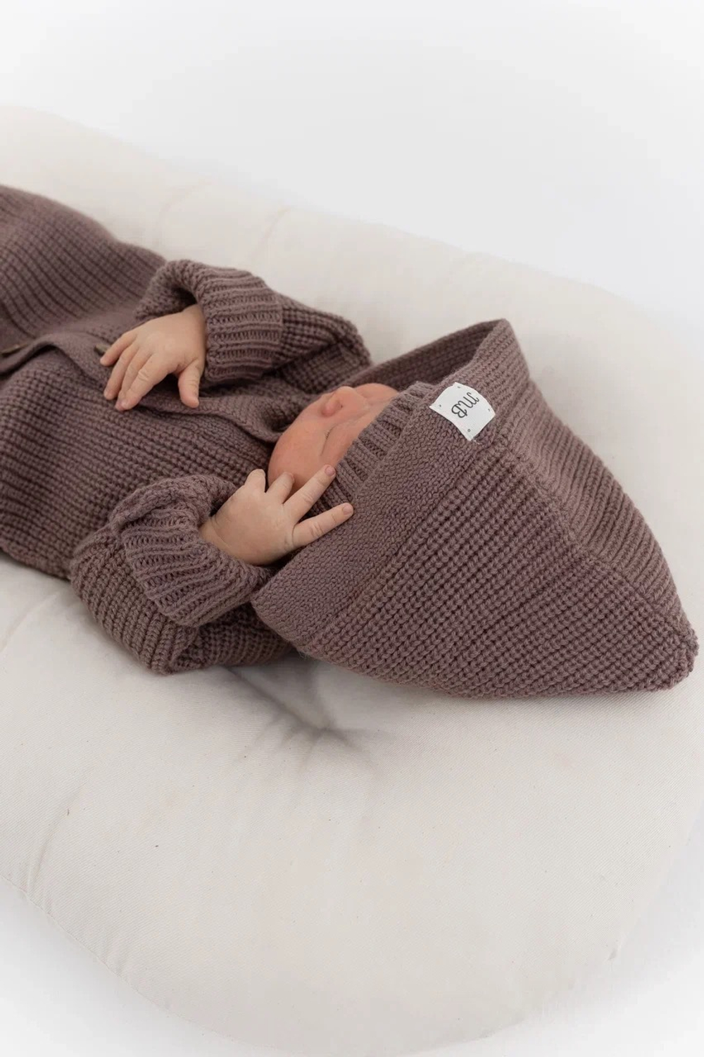 Комплект 3в1 из мериноса с капюшоном, Кофейный