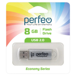 Память Perfeo "Silver economy series" 8GB, USB 2.0 Flash Drive, серебрянный