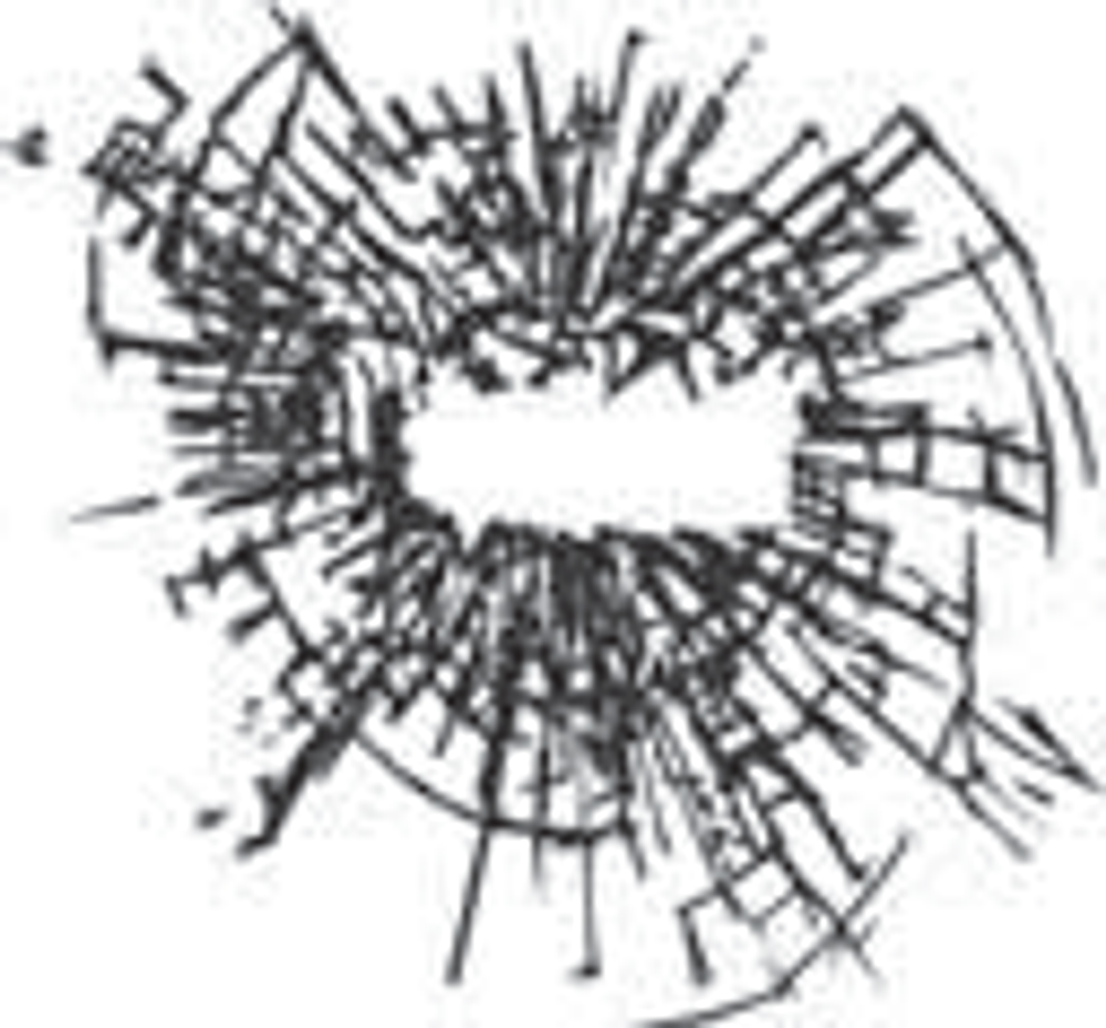 Наклейка "Трещина на стекло (черный)" 12*17см (вырезная) 07556