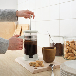 IKEA UPPHETTA  (ИКЕА УППХЕТТА)  -  Кофеварка/чайник, стекло/нержавеющая сталь, кремовый, 1 л