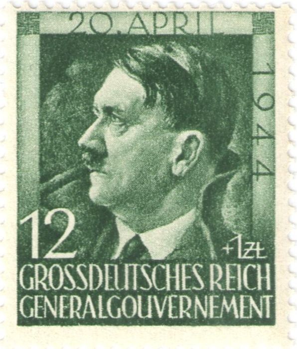 Марка 12 + 1 злотый 1944 Германия (Третий Рейх) Адольф Гитлер (оккупация Польшы)