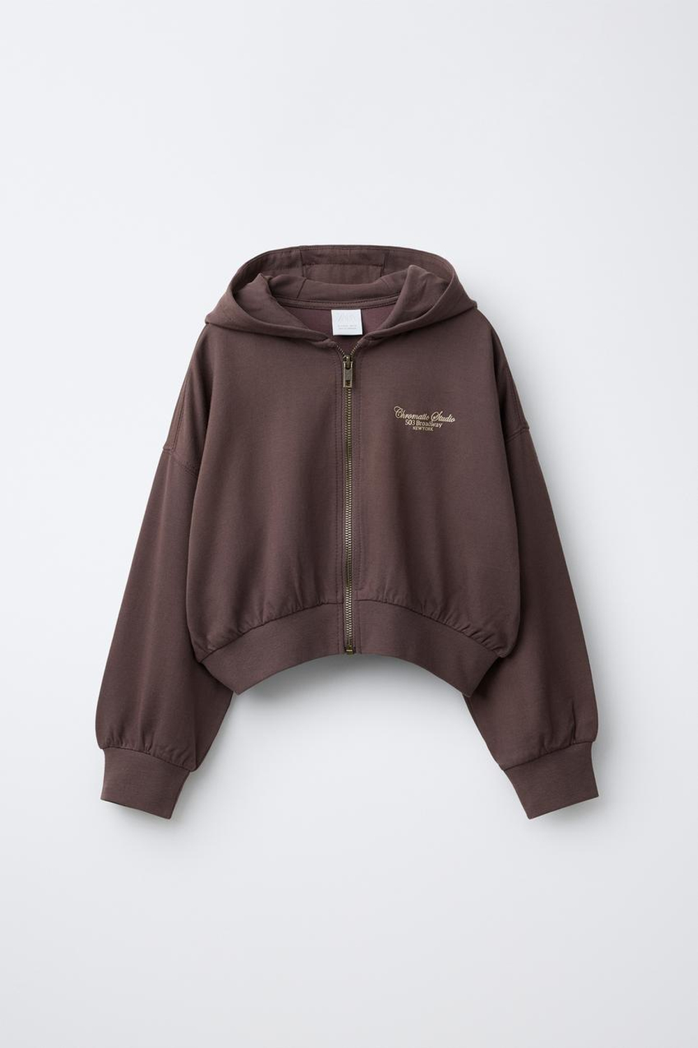 ZARA ХУДИ С РЕЛЬЕФНЫМ НАДПИСЬЮ, КОРИЧНЕВЫЙ