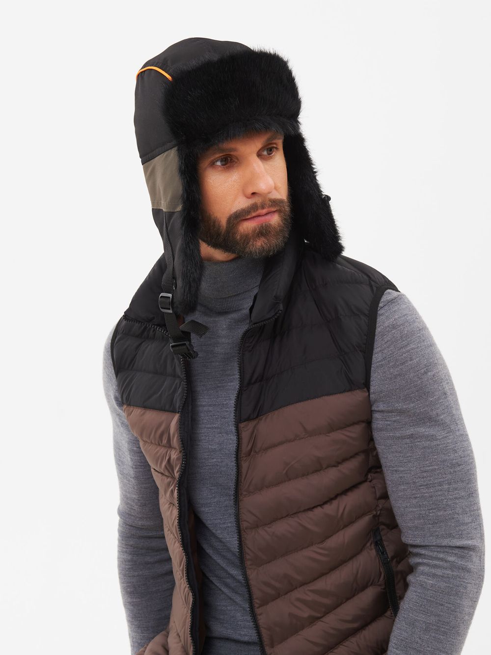 Шапка ушанка зимняя Siberia ткань Breathable цвет Хаки/Черный иск. мех Норка