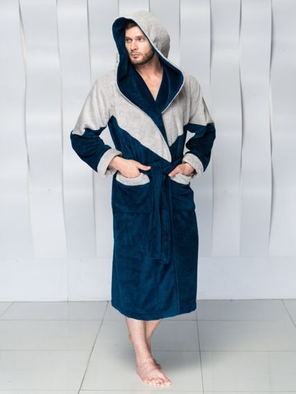 Халат мужской DIEGO с капюшоном морская волна &quot;Polens&quot;
