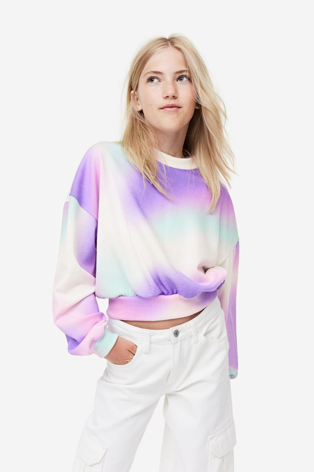 H&M Свитшот с принтом, сиреневый