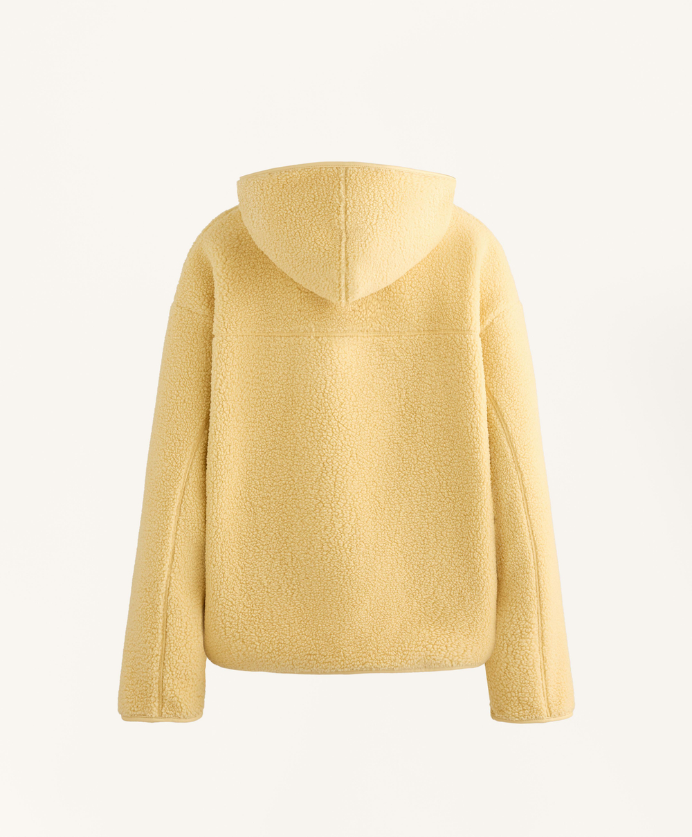 Oysho Куртка из искусственной овчины с капюшоном, желтый