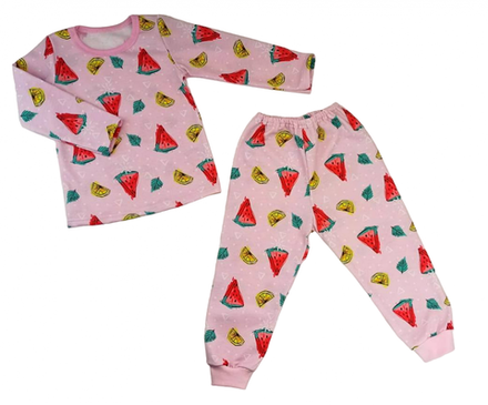 Пижама теплая 903/72 розовая, арбузы, лимоны