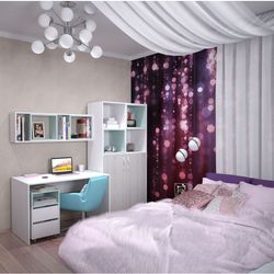 Тумба мобильная с декором Junior (белый (тиснение лофт)/кэнди)