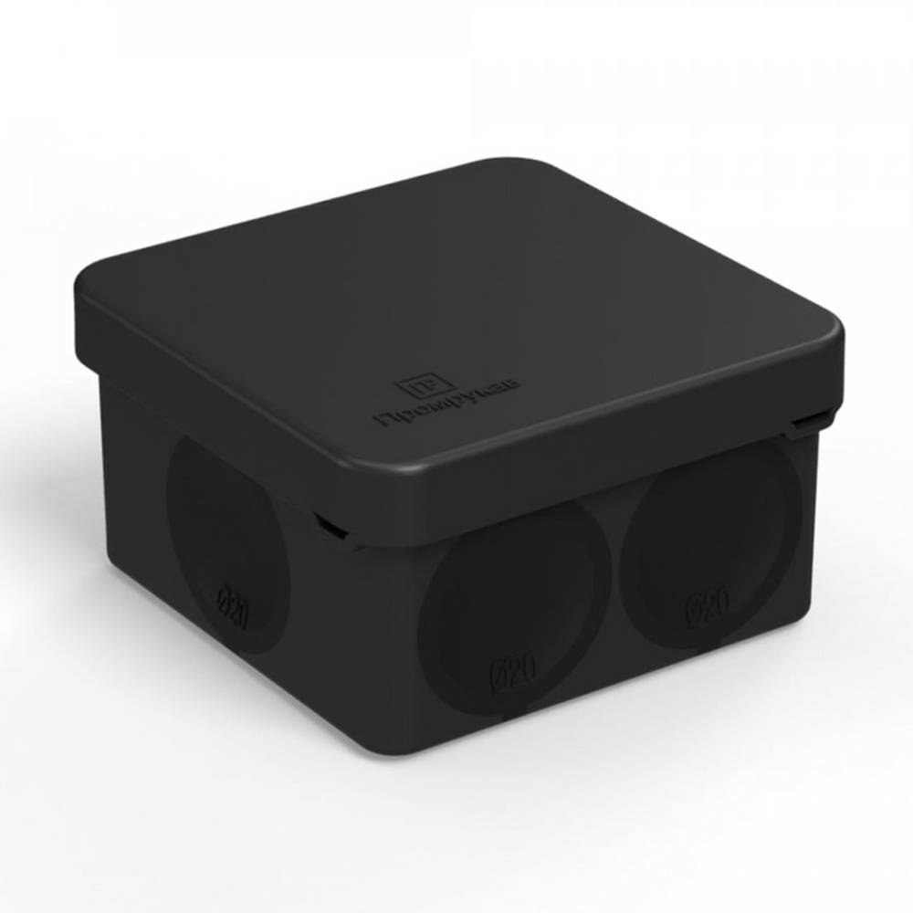 Коробка распределительная 60-0200-9005 для прямого монтажа двухкомпонентная безгалогенная (HF) черная 70х70х40 (150шт/кор) Промрукав