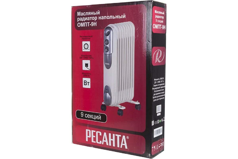 Масляный радиатор Ресанта ОМПТ-9Н, 9 секций