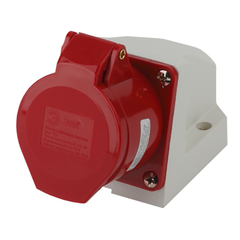 Розетка ЭРА R(OUT)-16-3P-PE-N-IP44 стационарная наружная 115 3Р+РЕ+N 16А 380В IP44 | Силовые разъёмы